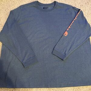 NEVER WORN! Carhartt Shirt Mens 3X Blue Loose Fit Logo Orange Outdoor Work